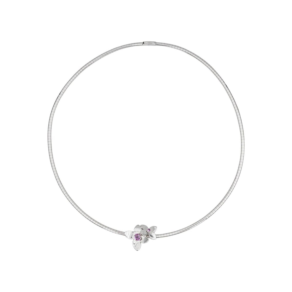 Collier Or blanc Saphir rose - Castafiore