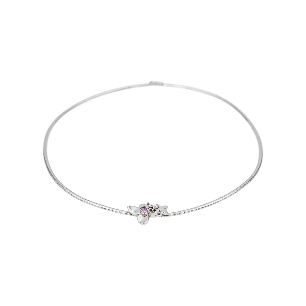Collier Or blanc Saphir rose - Castafiore