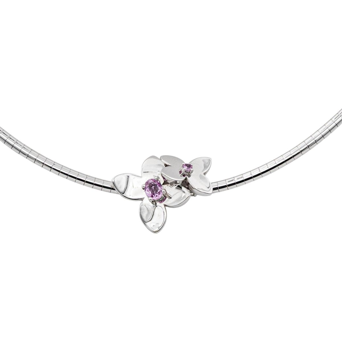 Collier Or blanc Saphir rose - Castafiore