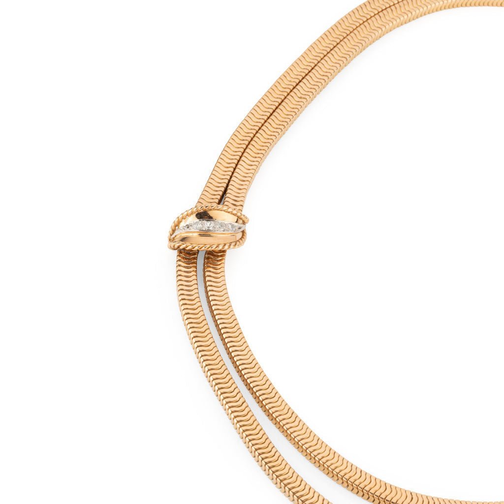Collier or jaune double rang maillon lisse - Castafiore