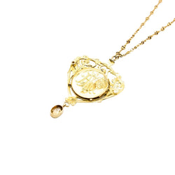 Collier Pendentif Art Nouveau HENRI VEVER en or jaune, émail et béryl - Castafiore