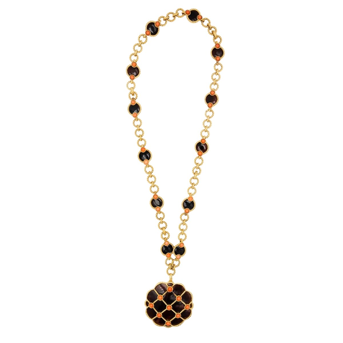 Collier Pendentif BOUCHERON en or jaune et corail - Castafiore