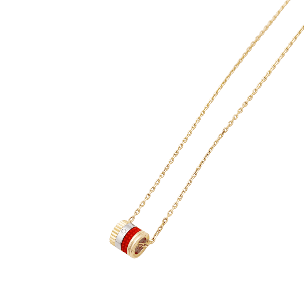 Collier Pendentif BOUCHERON "Mini Bague Quatre Red Édition" en or jaune, or blanc, or rose, céramique et diamant - Castafiore