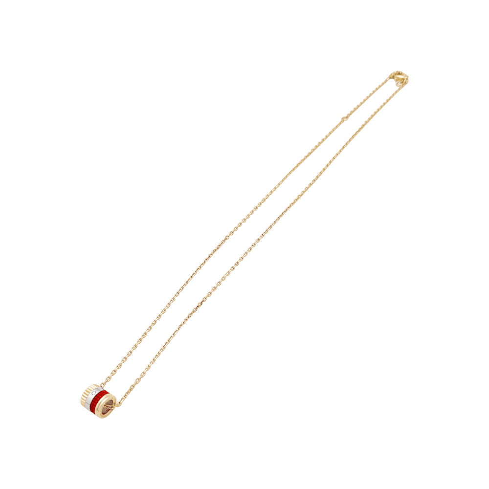 Collier Pendentif BOUCHERON "Mini Bague Quatre Red Édition" en or jaune, or blanc, or rose, céramique et diamant - Castafiore