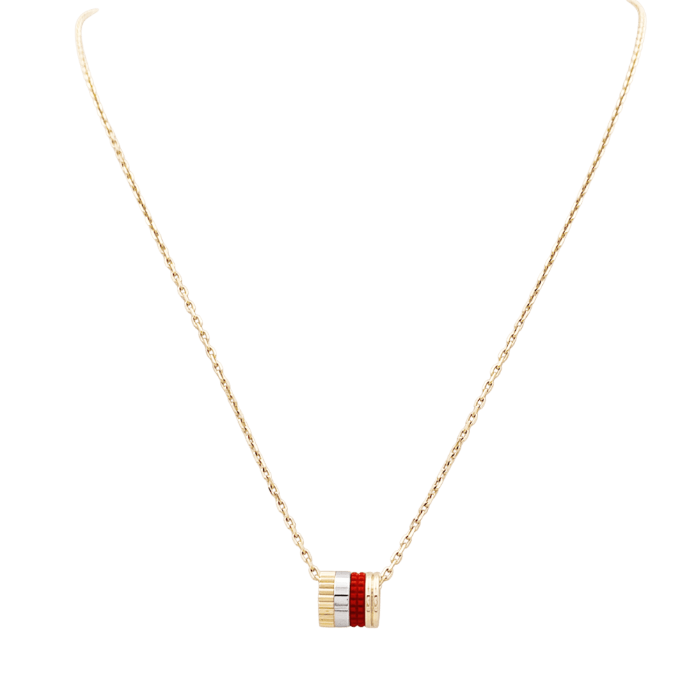 Collier Pendentif BOUCHERON "Mini Bague Quatre Red Édition" en or jaune, or blanc, or rose, céramique et diamant - Castafiore