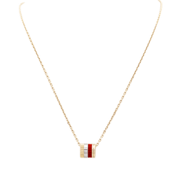 Collier Pendentif BOUCHERON "Mini Bague Quatre Red Édition" en or jaune, or blanc, or rose, céramique et diamant - Castafiore