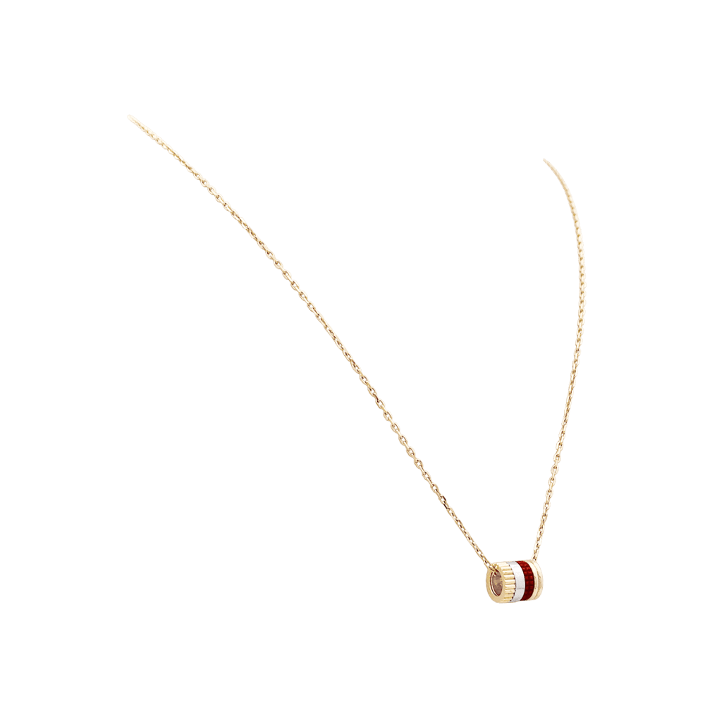 Collier Pendentif BOUCHERON "Mini Bague Quatre Red Édition" en or jaune, or blanc, or rose, céramique et diamant - Castafiore