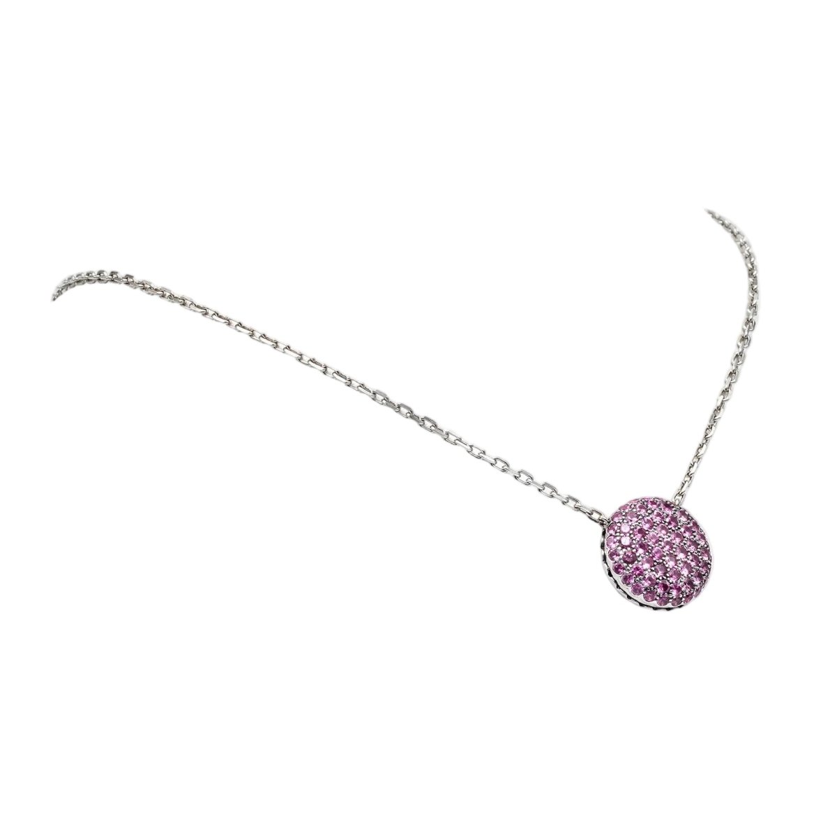 Collier Pendentif BOUCHERON "Tentation Macaron" en or blanc, saphir et améthyste - Castafiore