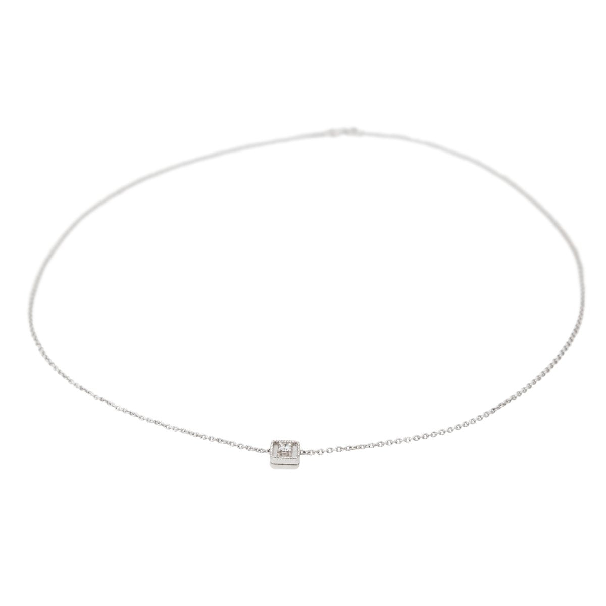 Collier Pendentif carré en or blanc et diamant - Castafiore