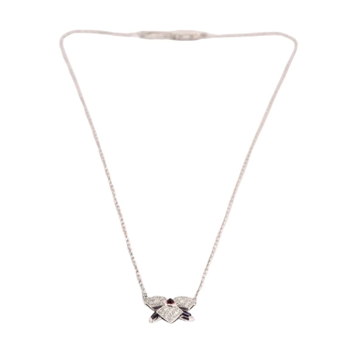 Collier Pendentif CARTIER "Caresse d'Orchidée" en or blanc, améthystes, tourmaline et diamants - Castafiore