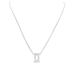 Collier Pendentif CARTIER "Double C" en or blanc et diamants - Castafiore