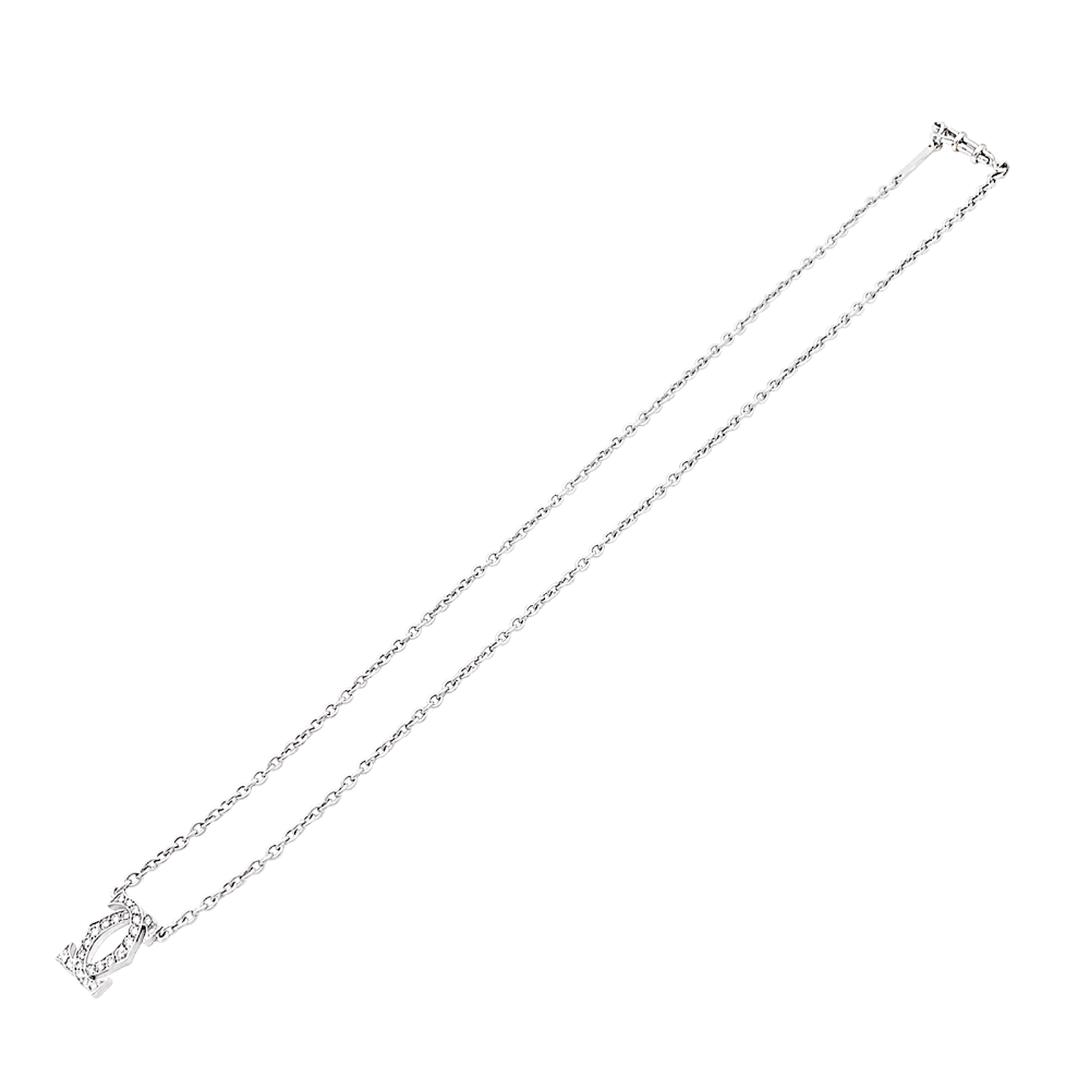 Collier Pendentif CARTIER "Double C" en or blanc et diamants - Castafiore