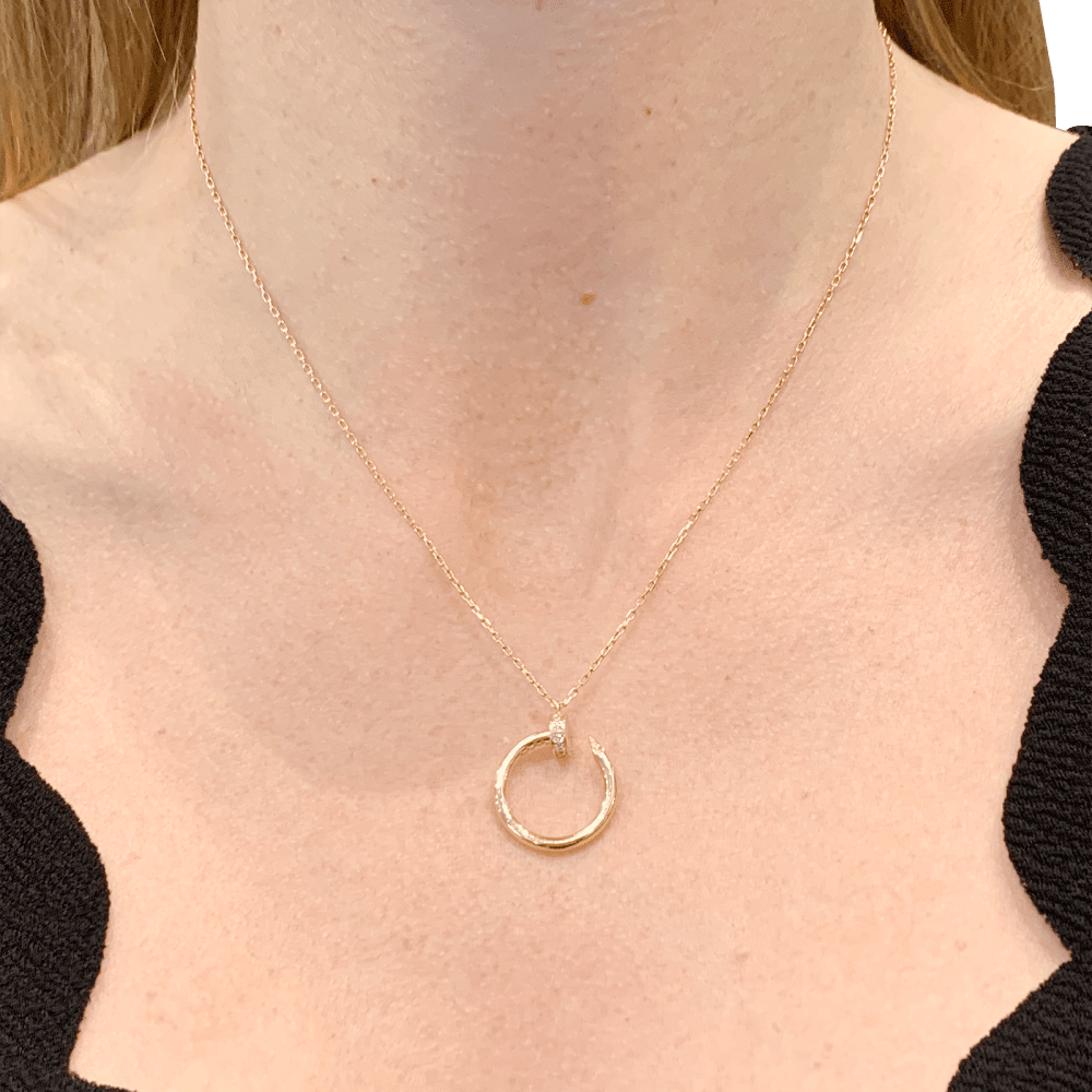 Collier Pendentif CARTIER "Juste un Clou" en or rose et diamants - Castafiore