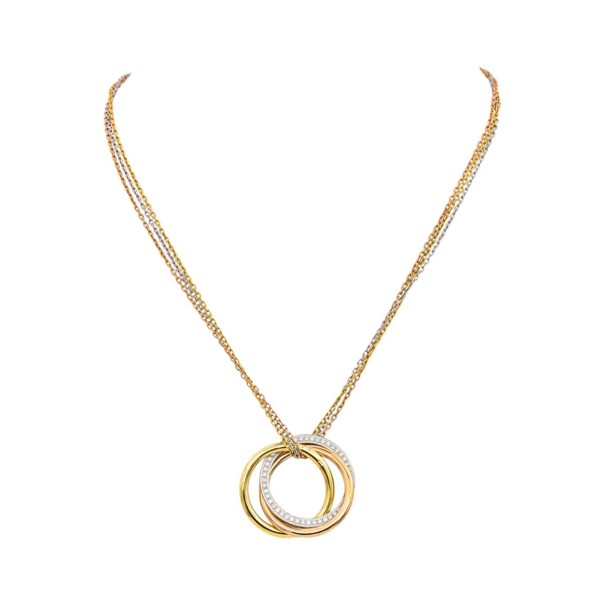 Collier Pendentif CARTIER "Trinity" en or jaune, or blanc, or rose et diamants - Castafiore