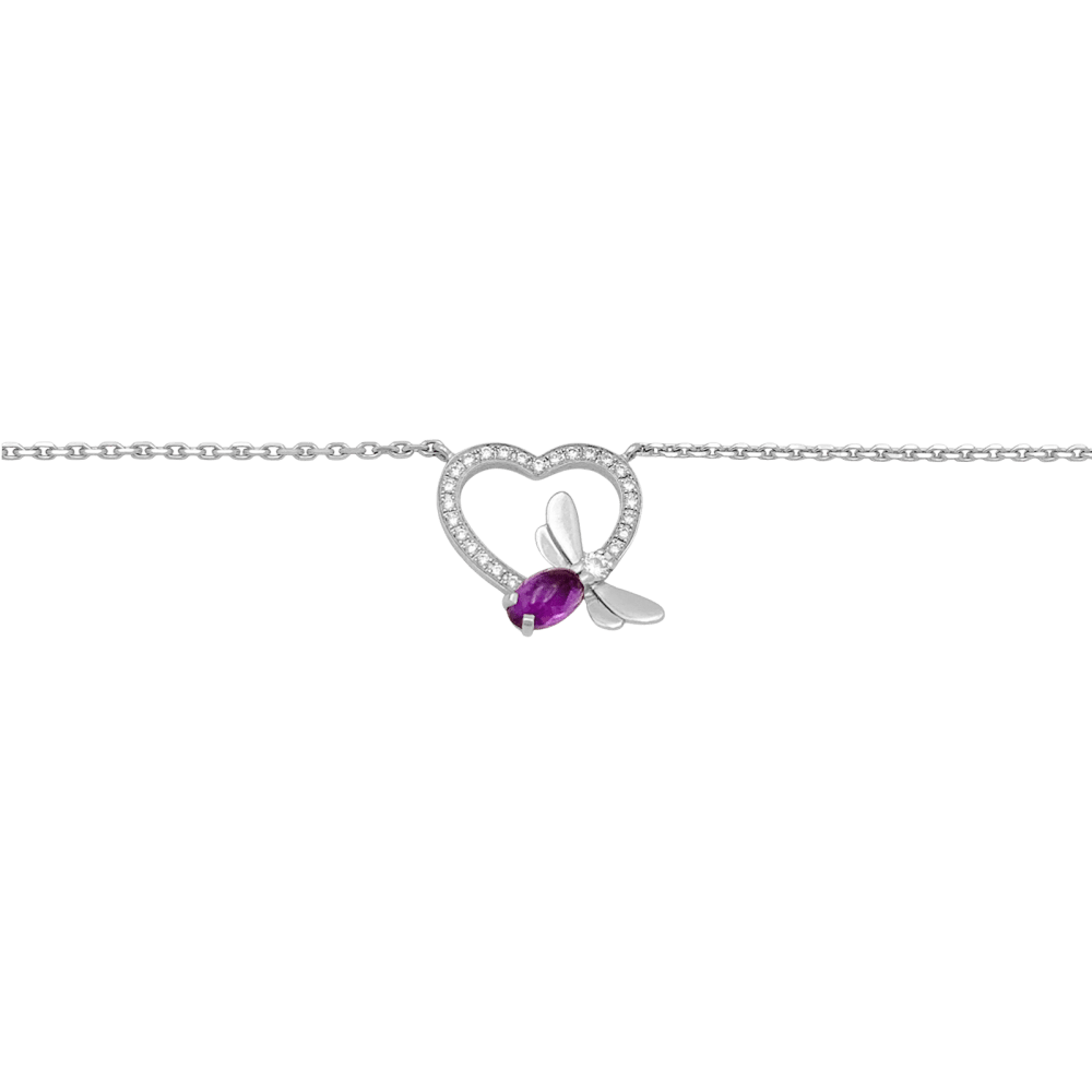Collier Pendentif CHAUMET "Attrape - moi si tu m'aimes" en or blanc, améthyste et diamants - Castafiore