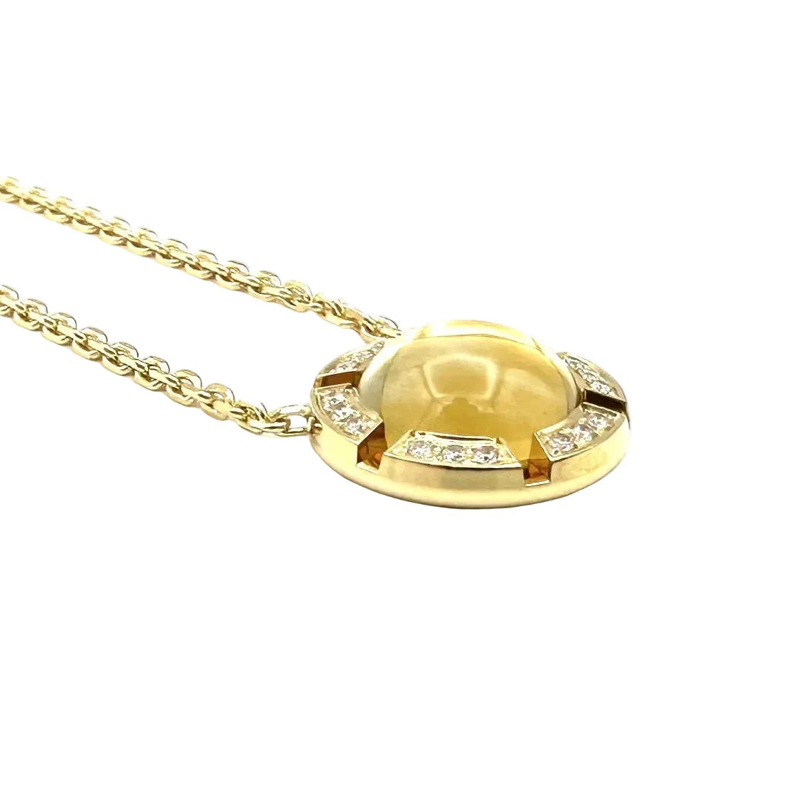 Collier Pendentif CHAUMET "Class one croisiére" en or jaune, citrine et diamants - Castafiore