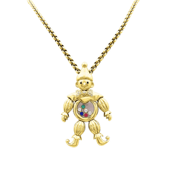 Collier Pendentif CHOPARD "Happy Clown" en or jaune, saphir, émeraude, rubis et diamants - Castafiore