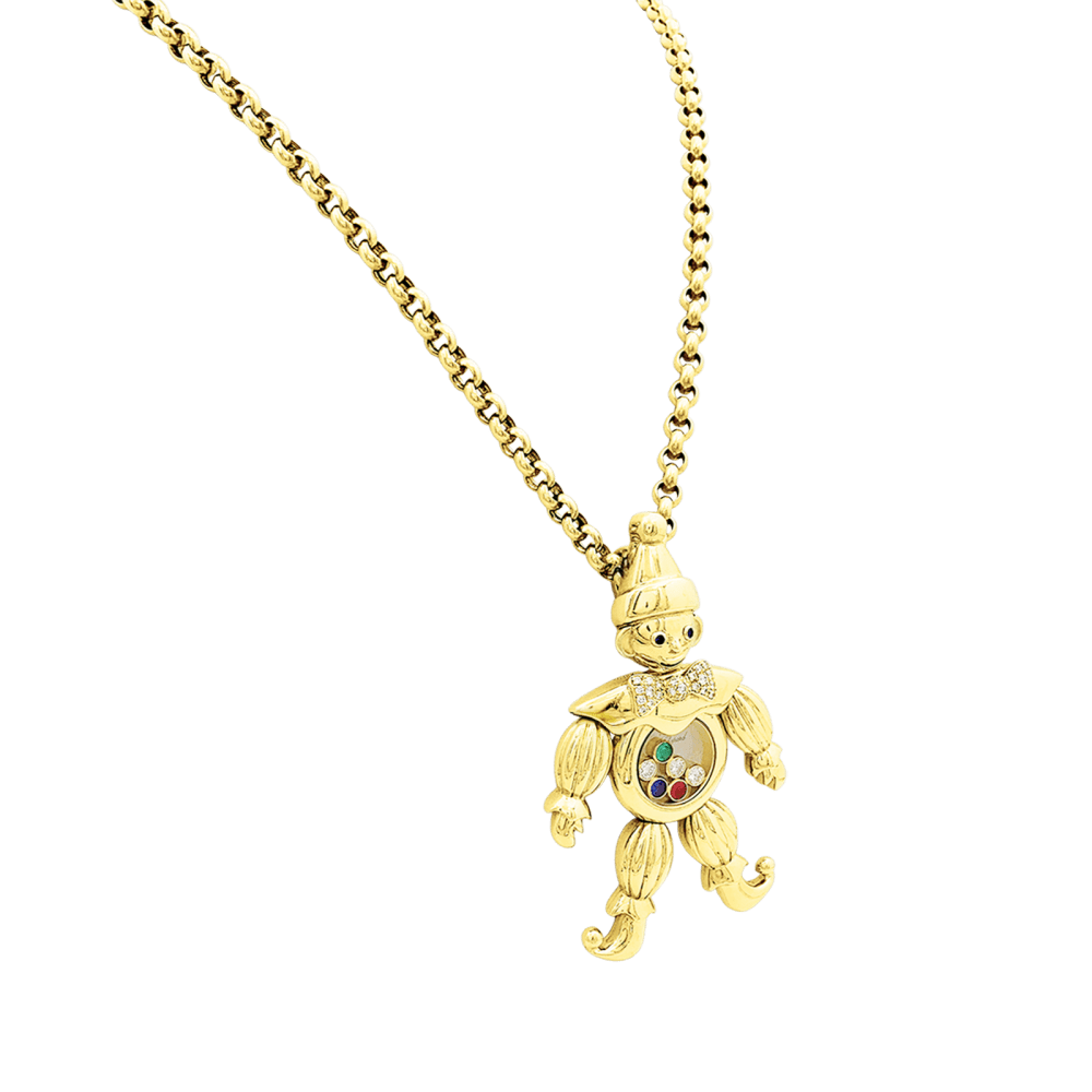 Collier Pendentif CHOPARD "Happy Clown" en or jaune, saphir, émeraude, rubis et diamants - Castafiore