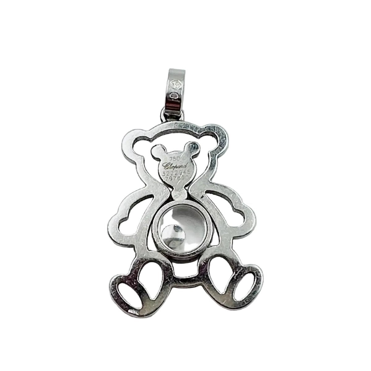 Collier Pendentif CHOPARD "Happy Diamond Teddy Bear" en or blanc et diamants - Castafiore