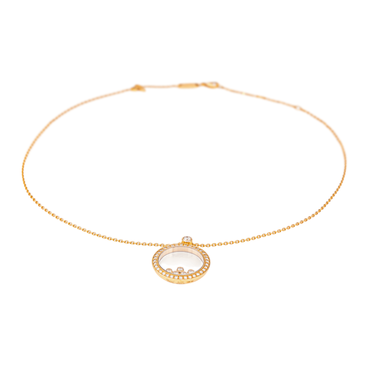 Collier Pendentif CHOPARD "Happy Diamonds Icons" en or rose, saphir et diamants - Castafiore