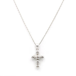 Collier Pendentif Croix - Or blanc & Diamants - Castafiore
