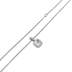 Collier Pendentif DAVID YURMAN "Petite Albion" en argent, topaze et diamants - Castafiore
