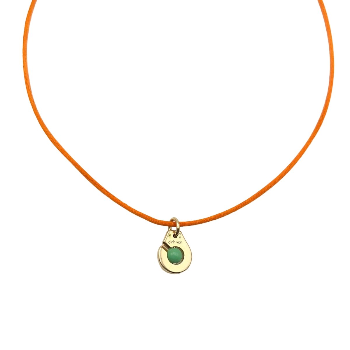 Collier Pendentif DINH VAN "Menottes R10" en or jaune et chrysoprase - Castafiore