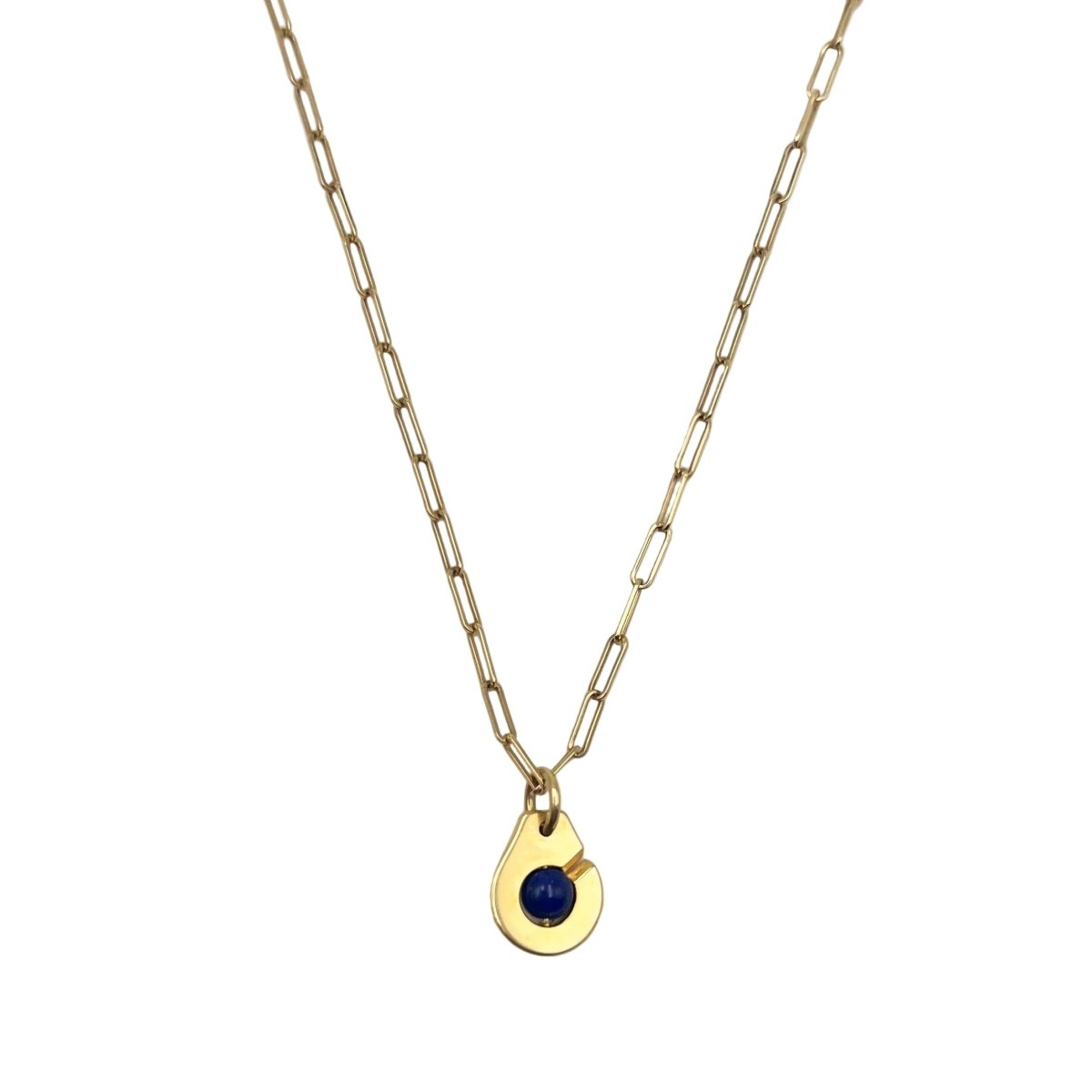 Collier Pendentif DINH VAN "Menottes R10" en or jaune et lapis lazuli - Castafiore