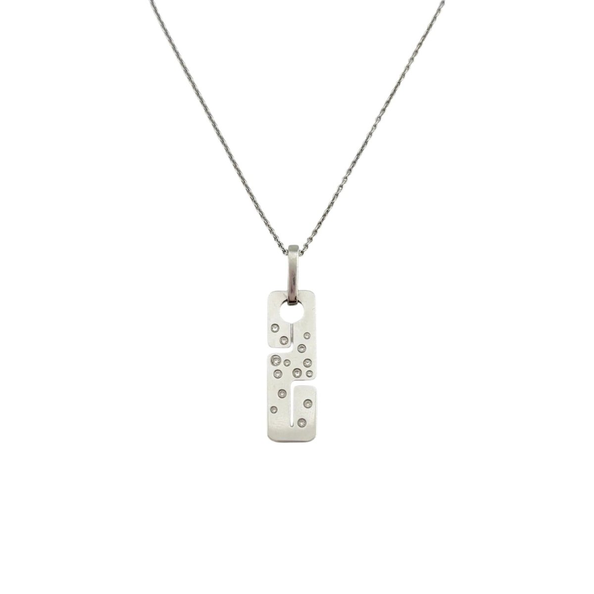 Collier Pendentif DINH VAN "Seventies" en or blanc et diamants - Castafiore