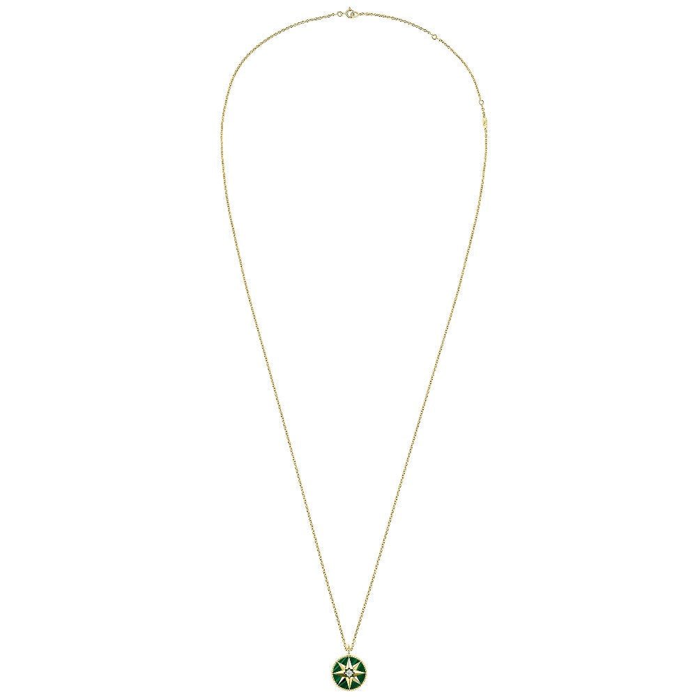 Collier Pendentif DIOR "Rose des Vents" MM en or jaune, malachite et diamant - Castafiore
