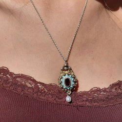 Collier Pendentif en argent, vermeil, émail, grenat et perle - Castafiore