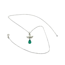 Collier Pendentif en or blanc, émeraude et diamants - Castafiore