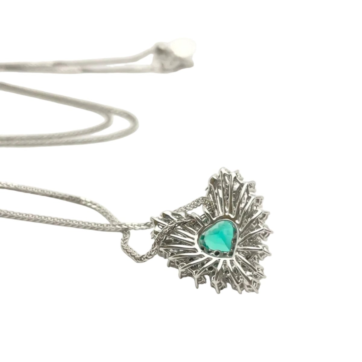 Collier Pendentif en or blanc, émeraude et diamants - Castafiore