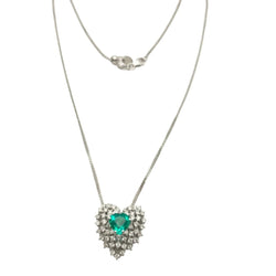 Collier Pendentif en or blanc, émeraude et diamants - Castafiore