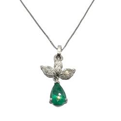 Collier Pendentif en or blanc, émeraude et diamants - Castafiore