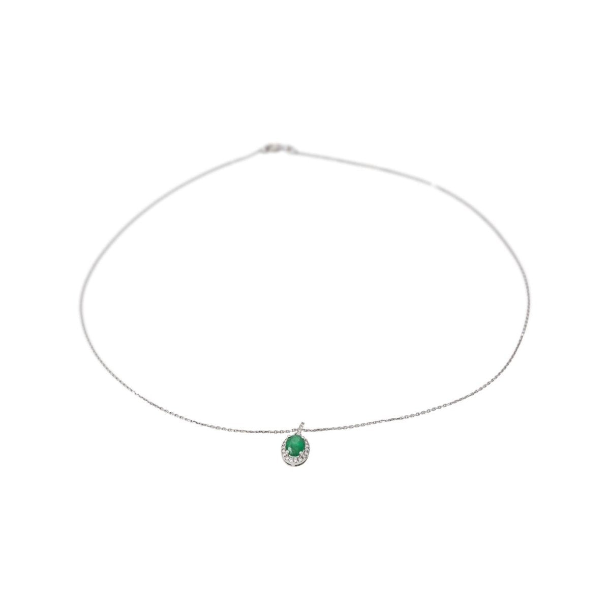 Collier Pendentif en or blanc, émeraude et diamants - Castafiore