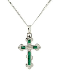Collier Pendentif en or blanc, émeraude et diamants - Castafiore