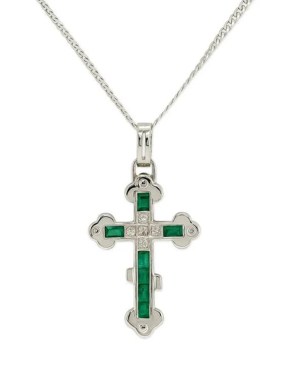 Collier Pendentif en or blanc, émeraude et diamants - Castafiore