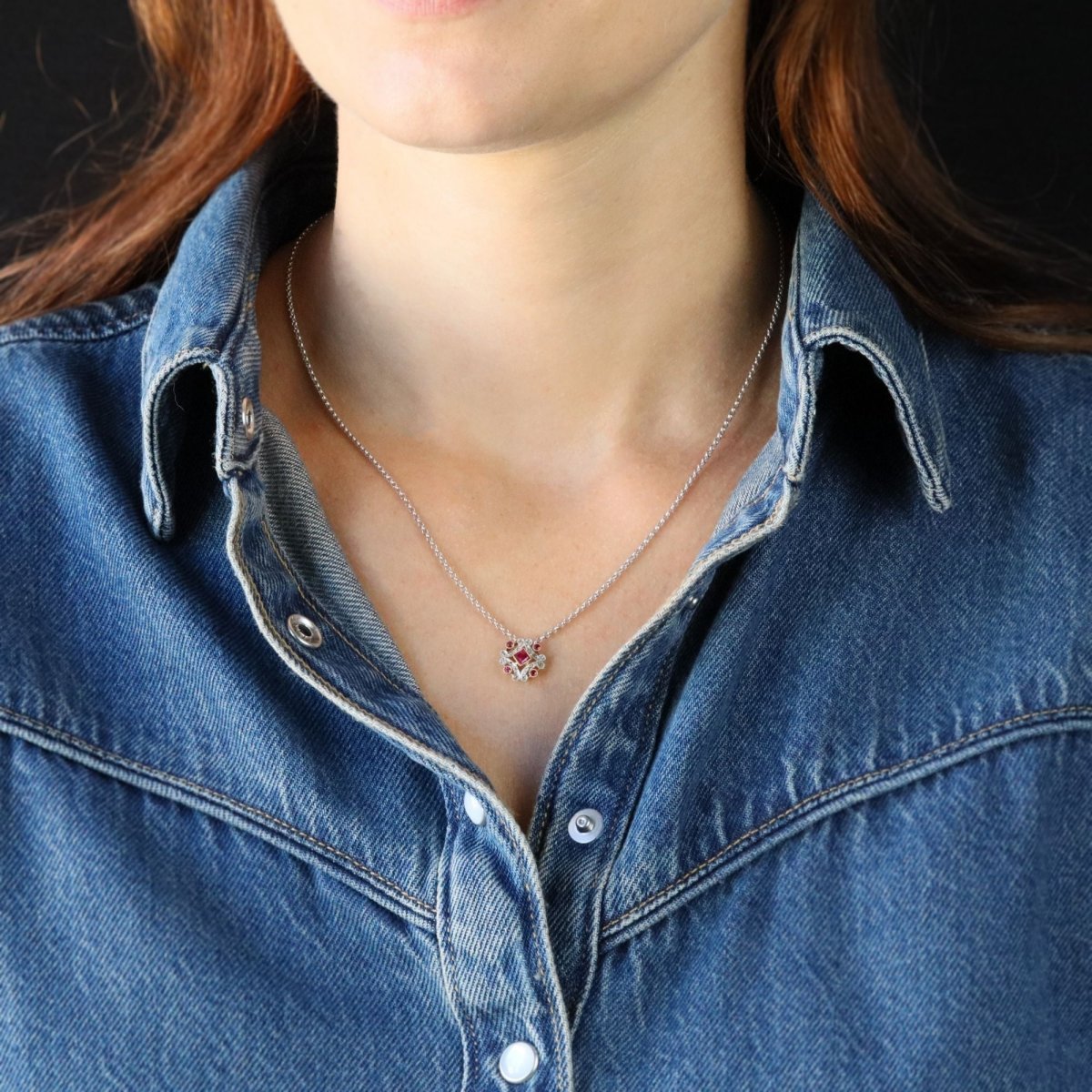Collier Pendentif en or blanc et diamants - Castafiore