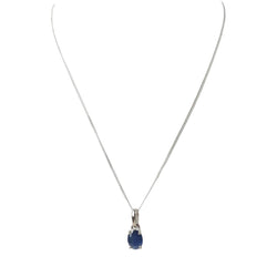 Collier Pendentif en or blanc et saphir - Castafiore