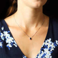 Collier Pendentif en or blanc et saphir - Castafiore
