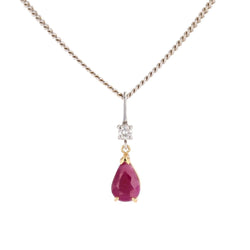 Collier Pendentif en or blanc, or jaune, rubis et diamant - Castafiore