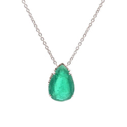 Collier Pendentif en or blanc, platine et émeraude - Castafiore