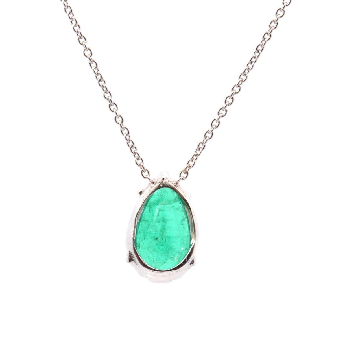 Collier Pendentif en or blanc, platine et émeraude - Castafiore