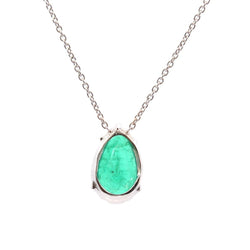 Collier Pendentif en or blanc, platine et émeraude - Castafiore