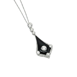 Collier Pendentif en or blanc, platine, onyx et diamants - Castafiore