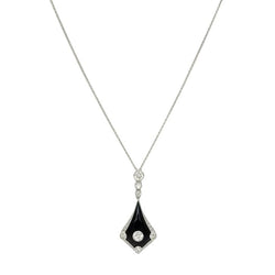Collier Pendentif en or blanc, platine, onyx et diamants - Castafiore