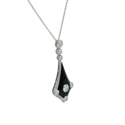 Collier Pendentif en or blanc, platine, onyx et diamants - Castafiore