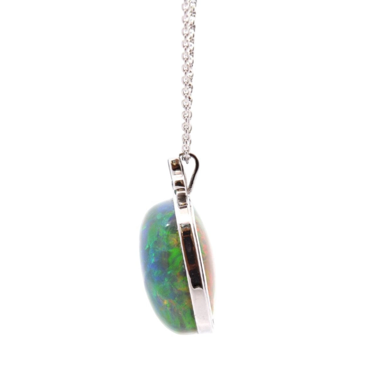 Collier Pendentif en or blanc, platine, opale et saphirs - Castafiore