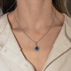 Collier Pendentif en or blanc, saphir et diamants - Castafiore